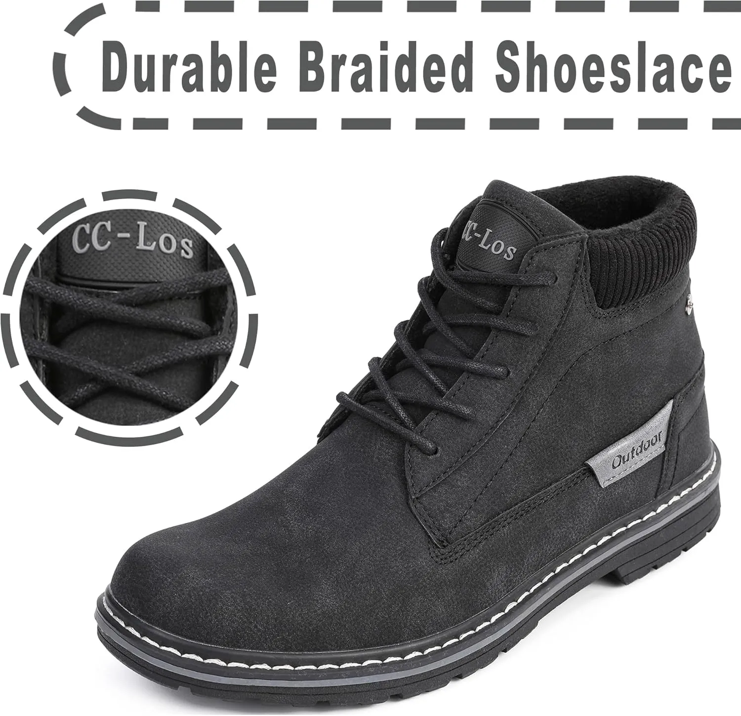CC-Los Men's Winter Snow Boots with Sherpa Fleece Lining Waterproof Slip-Resistant Insulated Size 7.5-14