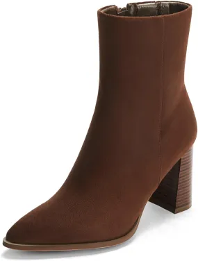 Coutgo Womens Ankle Boots Pointed Toe Chunky Stacked Heel Side Zipper Dress Fall Booties Shoes