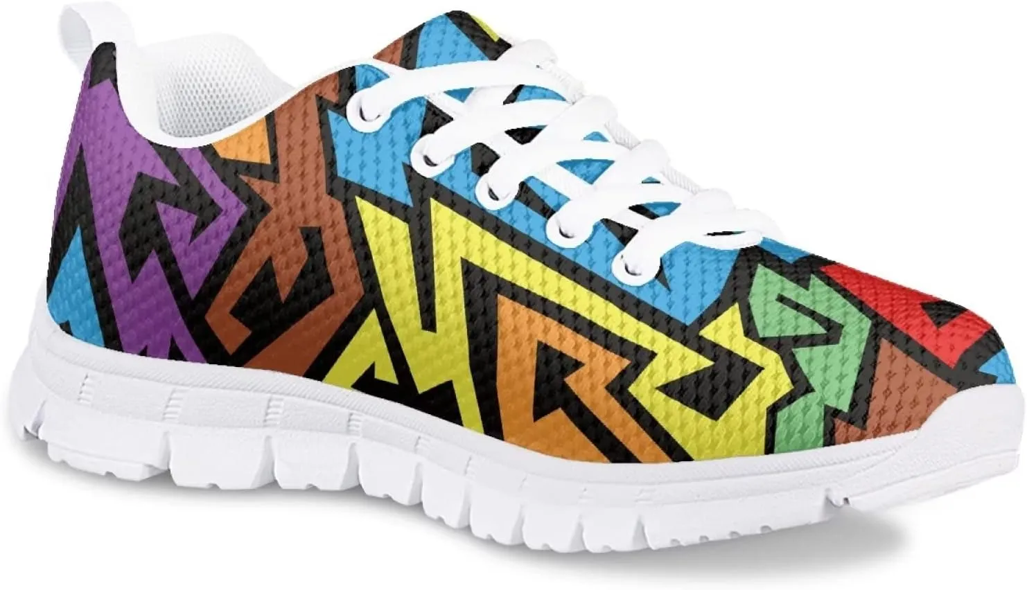 Girls Mesh Athletic Tennis Shoes Cartoon Cute Print Nonslip Lace Up Soft Running Shoes for Kids Girls