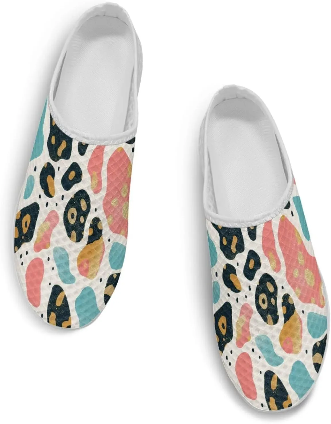 Howilath Animal Print Mule Shoes for Women Garden Clogs Leopard Print Slip on Walking Shoes Mule Sneakers Breathable Loafers