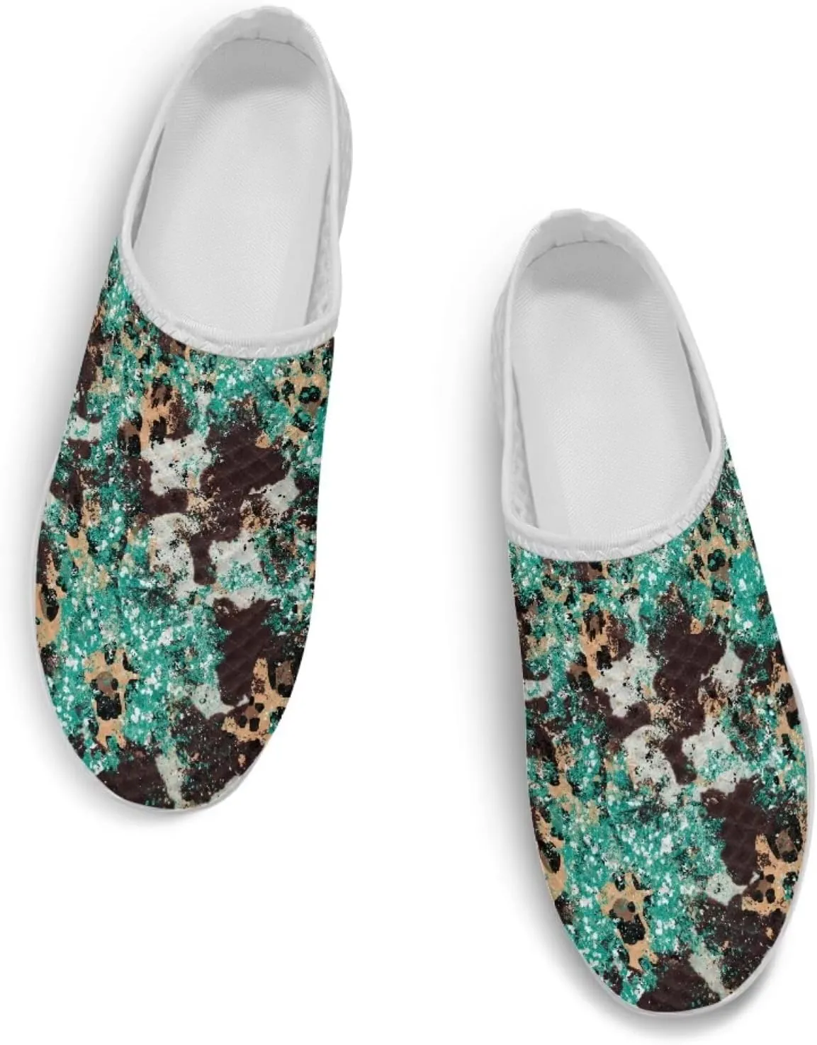 Howilath Animal Print Mule Shoes for Women Garden Clogs Leopard Print Slip on Walking Shoes Mule Sneakers Breathable Loafers