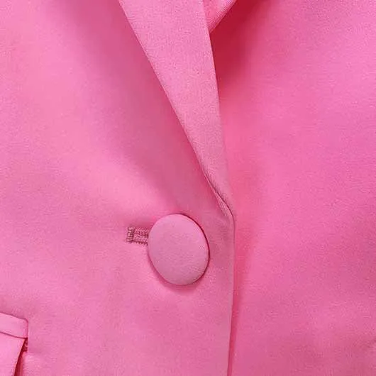 Pink Two Piece Set Business Single Buttons Pants Formal Suit