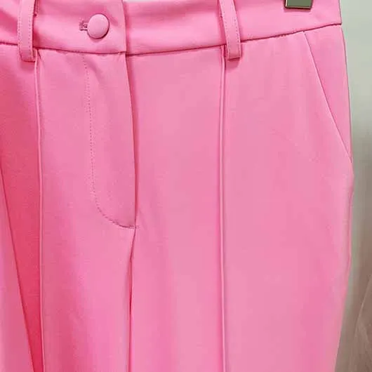 Pink Two Piece Set Business Single Buttons Pants Formal Suit