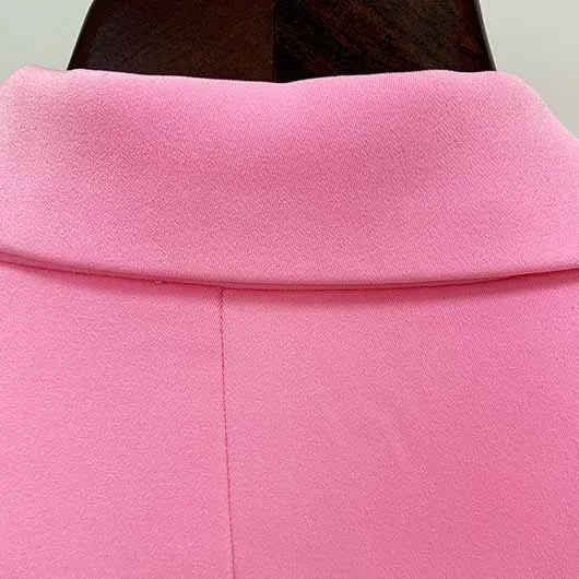 Pink Two Piece Set Business Single Buttons Pants Formal Suit