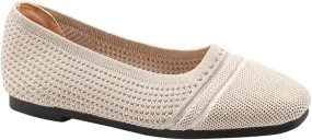 Semshedy Women's Flats Shoes Ballet Flat Knit Dress Shoes Wide Toe Slip On Ballerina Walking Flats Shoes