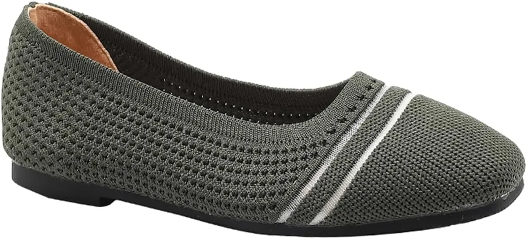 Semshedy Women's Flats Shoes Ballet Flat Knit Dress Shoes Wide Toe Slip On Ballerina Walking Flats Shoes