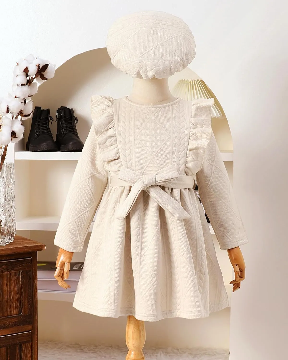 Toddler Girls Winter Long Sleeve Dresses Kids Fall Cute Clothes Little Girl Outfits for Size 4-7 Years