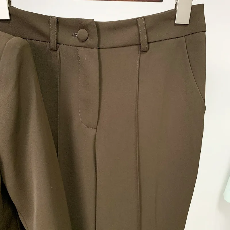 Women Fashion Pants Suit Blazer   Flare Trousers Two Piece Pantsuits