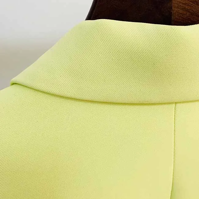 Women Light Yellow Blazer   Flare Trousers Suit Two Piece Pantsuits