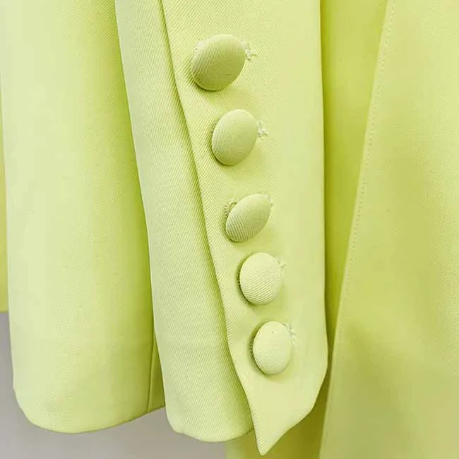 Women Light Yellow Blazer   Flare Trousers Suit Two Piece Pantsuits