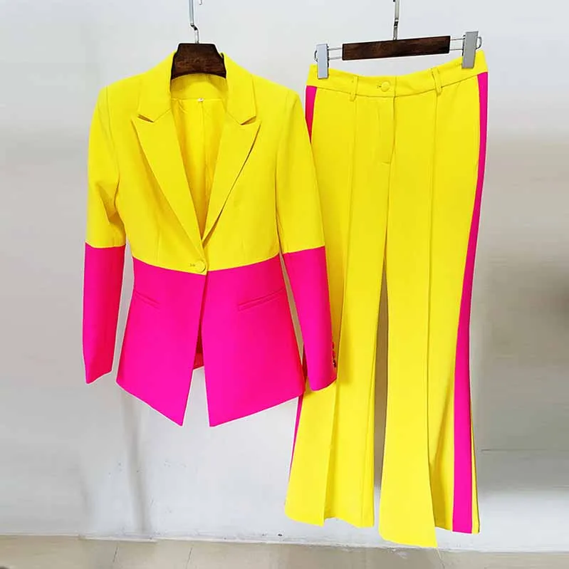 Women Pantsuits Wedding Party Suit   Flare Trousers Colored Suit Two Piece Pantsuits