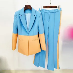 Women Pantsuits Wedding Party Suit   Flare Trousers Colored Suit Two Piece Pantsuits