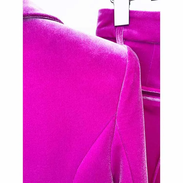 Women Velvet Blazer   Flare Trousers Suit Two Piece Pantsuits