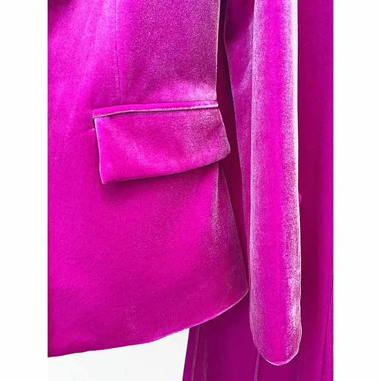 Women Velvet Blazer   Flare Trousers Suit Two Piece Pantsuits