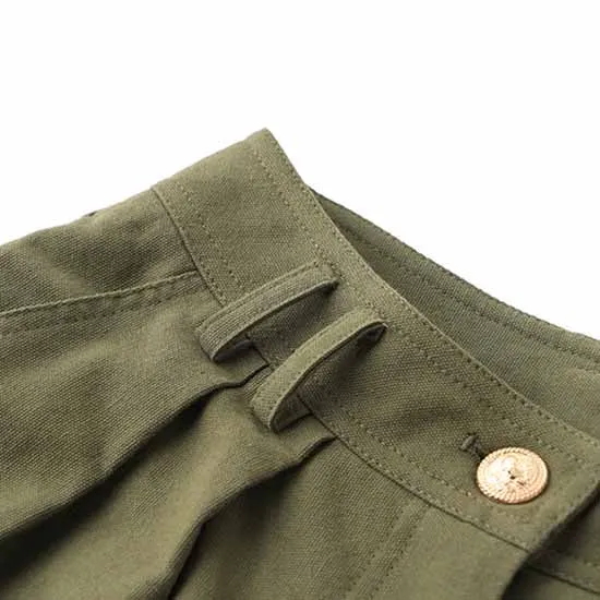 Women's Army Green Pantsuit  High Waisted Two Piece Pants Set Suits With Belt
