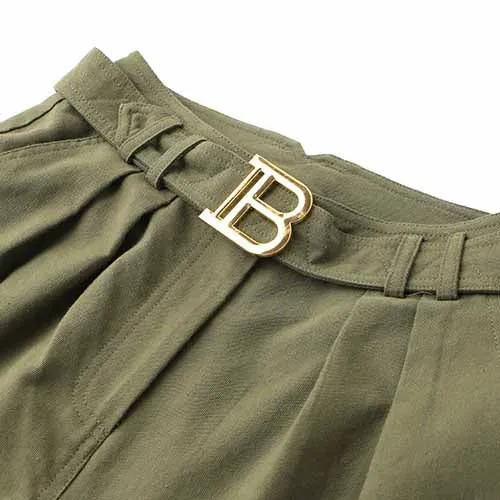 Women's Army Green Pantsuit  High Waisted Two Piece Pants Set Suits With Belt