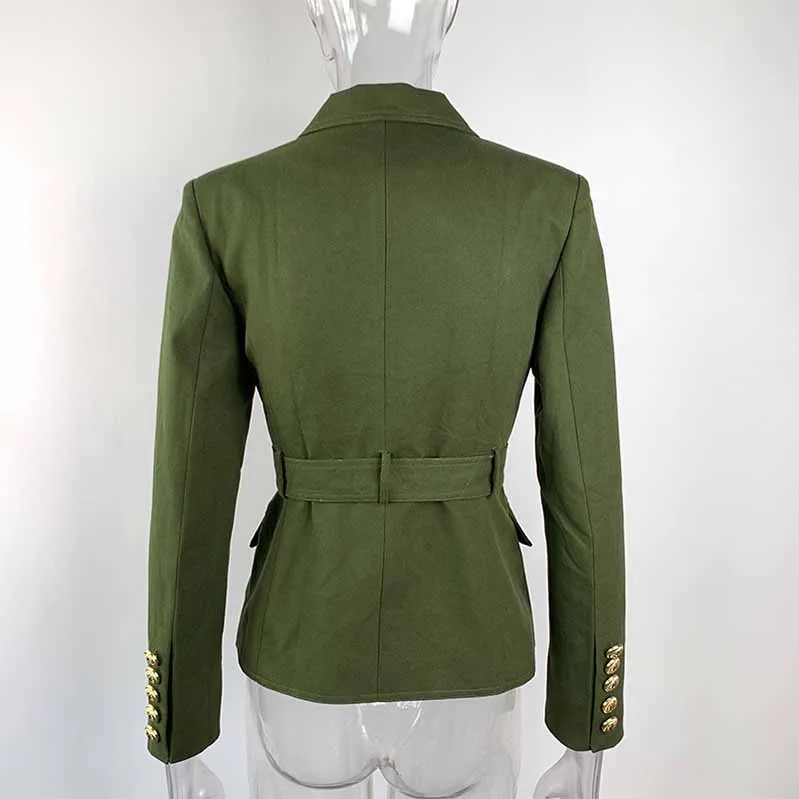 Women's Army Green Pantsuit  High Waisted Two Piece Pants Set Suits With Belt