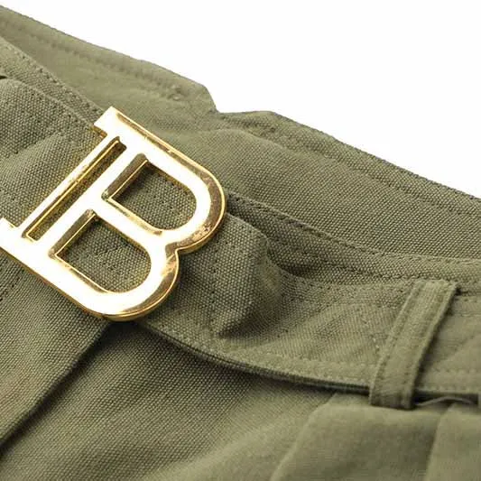 Women's Army Green Pantsuit  High Waisted Two Piece Pants Set Suits With Belt