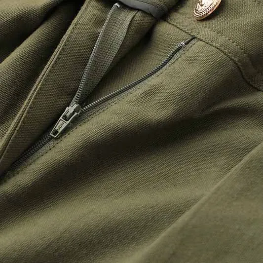 Women's Army Green Pantsuit  High Waisted Two Piece Pants Set Suits With Belt