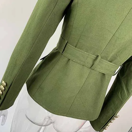 Women's Army Green Pantsuit  High Waisted Two Piece Pants Set Suits With Belt