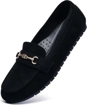 Women's Wide Loafers Casual Slip on Flat Shoes Women's Comfort Penny Loafers with Arch Support Women Dressy Moccasins